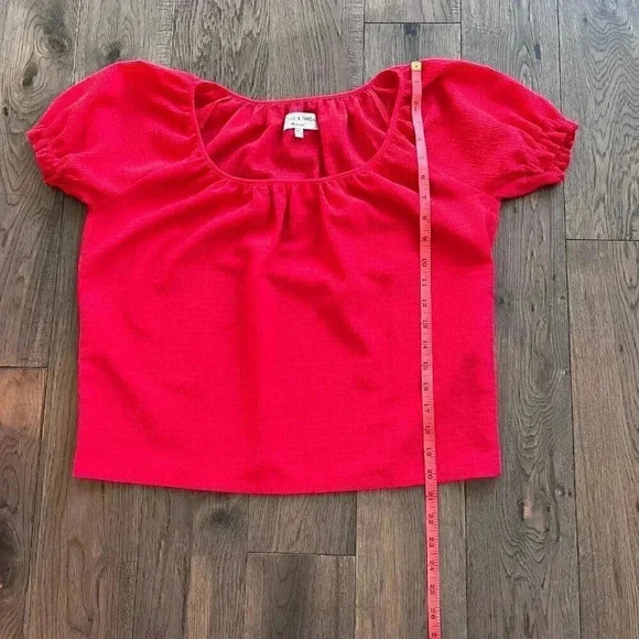MADEWELL Texture & Thread Peasant Top Puff Sleeve Scoop Neck Shirt Red size XXS - Picture 9 of 11